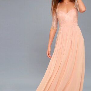 Blush Pink Lace Maxi Dress